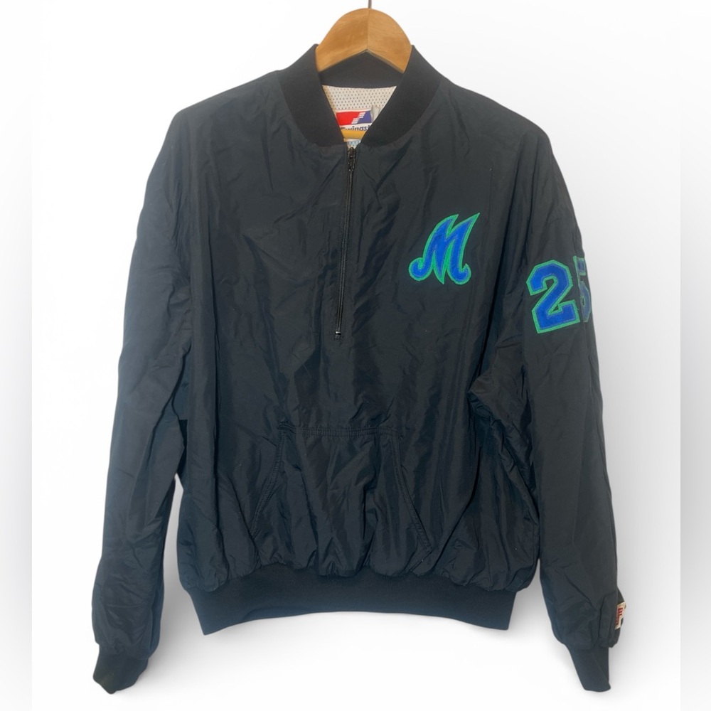 Florida Marlins Swingster Half‎ Zip Mesh Lined Wind Breaker 25 Patch XXL Vintage